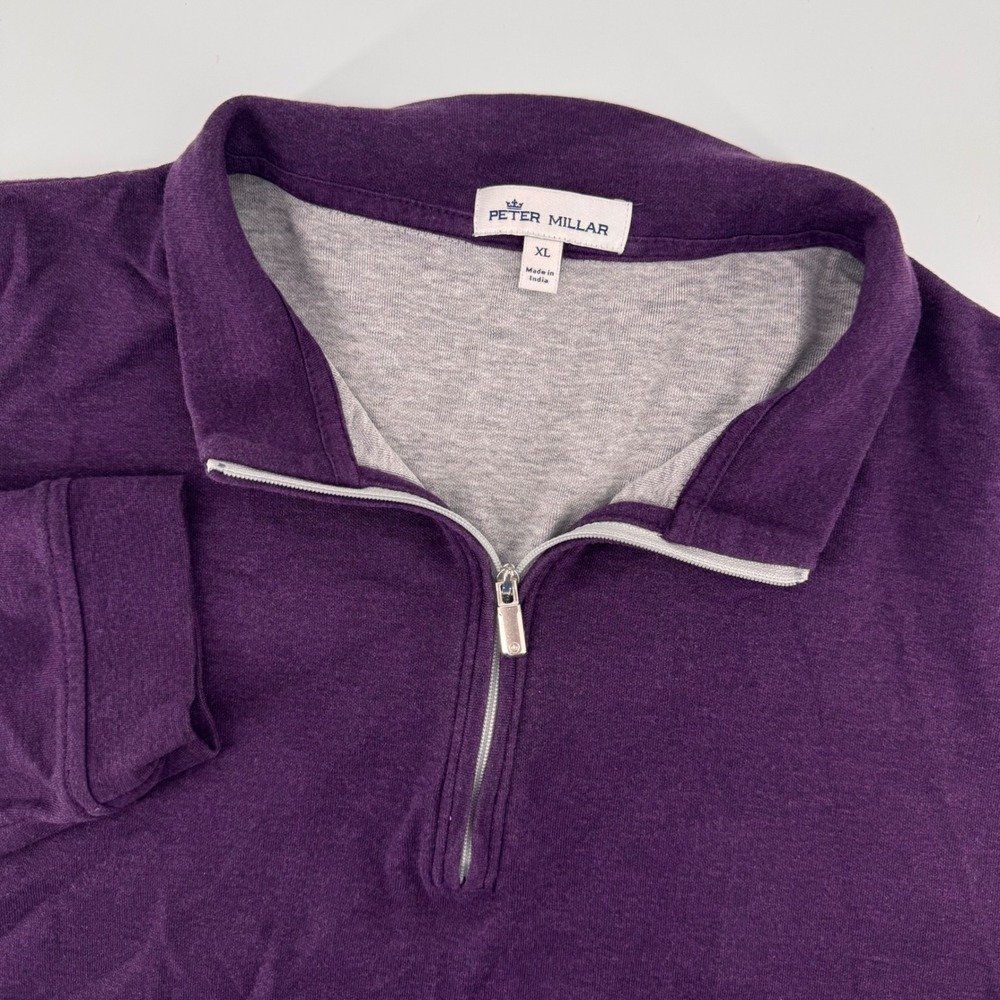 Peter Millar Quarter Zip Pullover Mens XL Purple Cotton Modal Mock Neck 8656